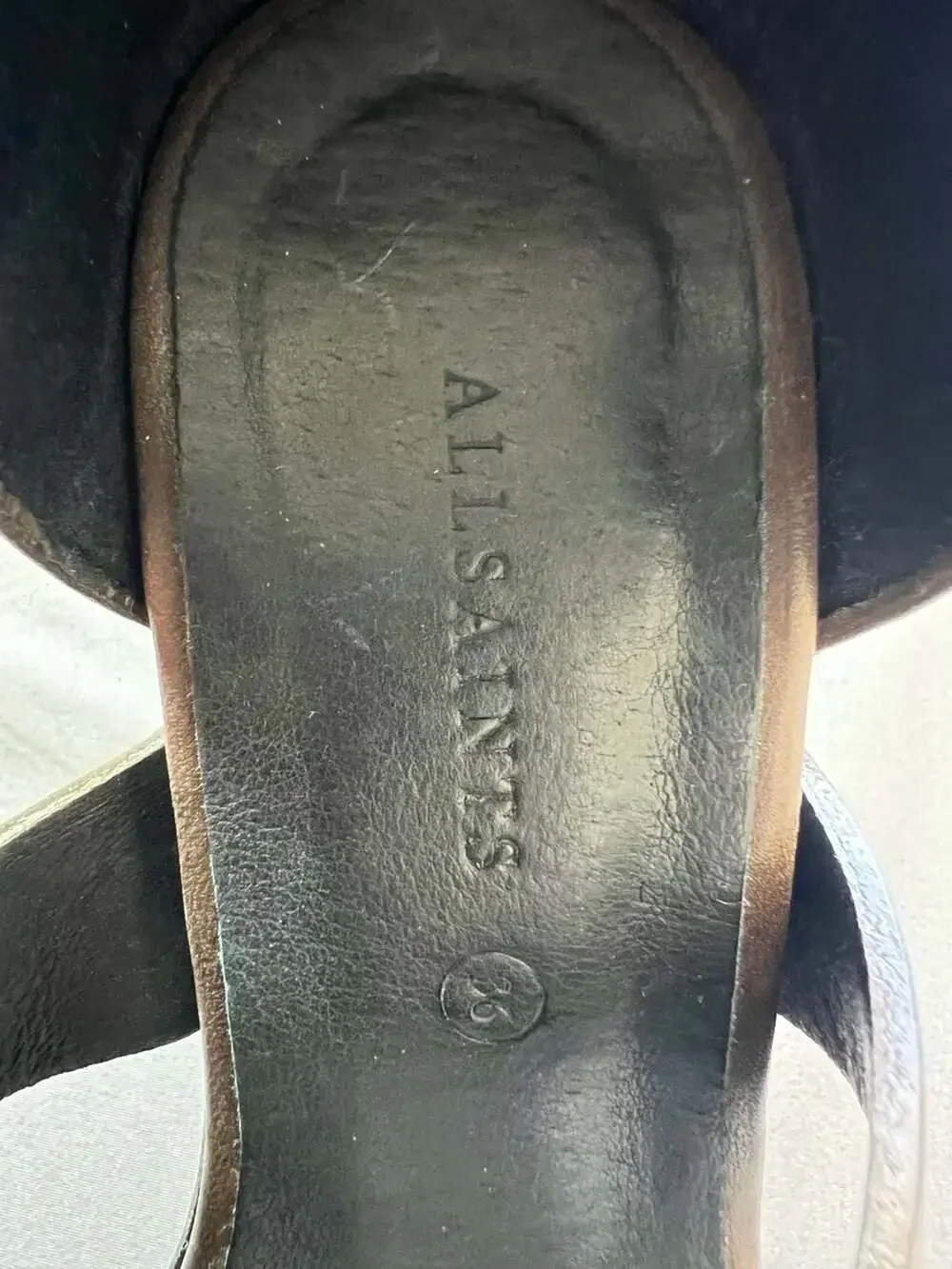 AllSaints Rotchko Brown Leather Studded Platform Wedge Sandals Size EU 36